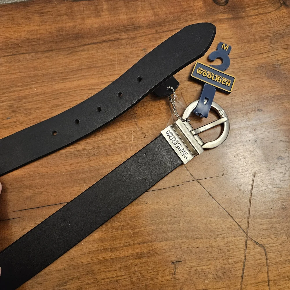 Woolrich Belt Reversible‎ Size M Genuine Italian Full Grain Leather Black Brown
